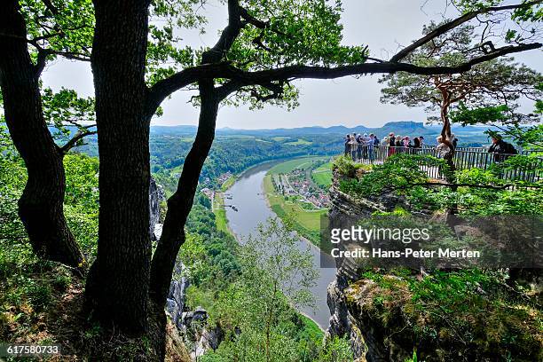rathen, elbe valley, seen from bastei rock - saxony stock pictures, royalty-free photos & images