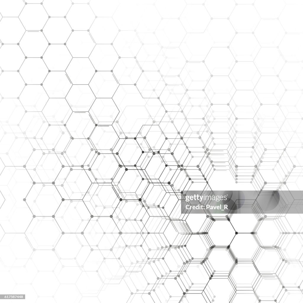 Chemistry 3d Pattern Hexagonal Molecule Structure On White Scientific ...
