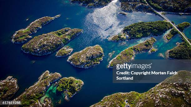 aeral view of islands in hordaland, norway - archipelago stock pictures, royalty-free photos & images