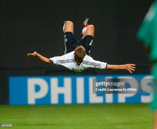 Miroslav Klose of Germany celebrates his second goal in the first half during the Germany v Saudi Arabia, Group E, World Cup Group Stage match played...