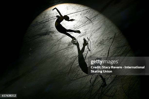 Gracie Gold of the United States performs during an exhibition on day 3 of the Grand Prix of Figure Skating at the Sears Centre Arena on October 23,...