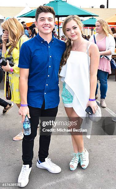 Bradley Steven Perry and actress Brec Bassinger Elizabeth attend Glaser Pediatric Aids Foundation "A Time For Heroes" Family Festival at Smashbox...