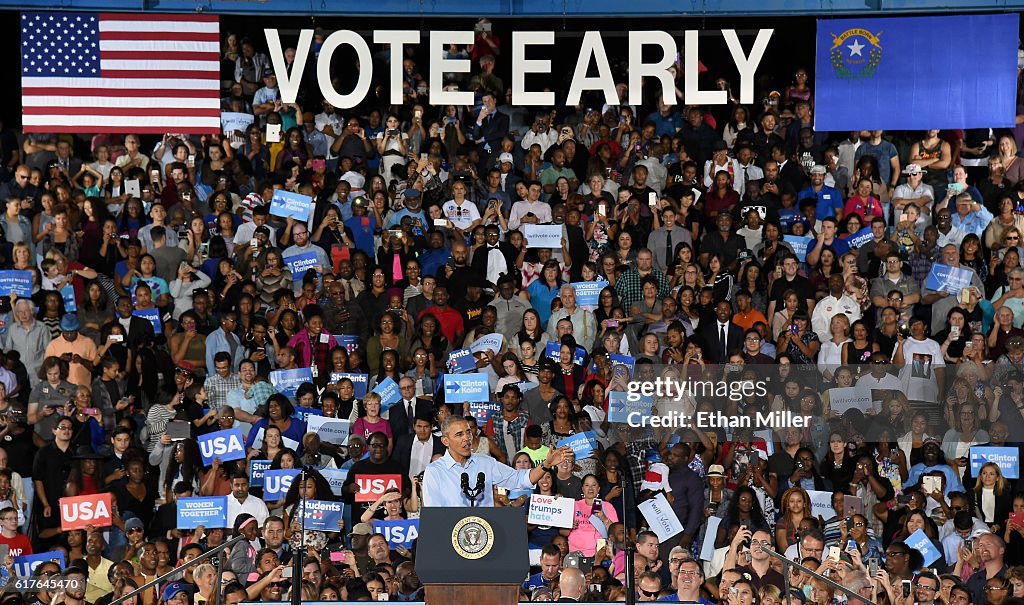 President Obama Campaigns For Hillary Clinton In Las Vegas Area