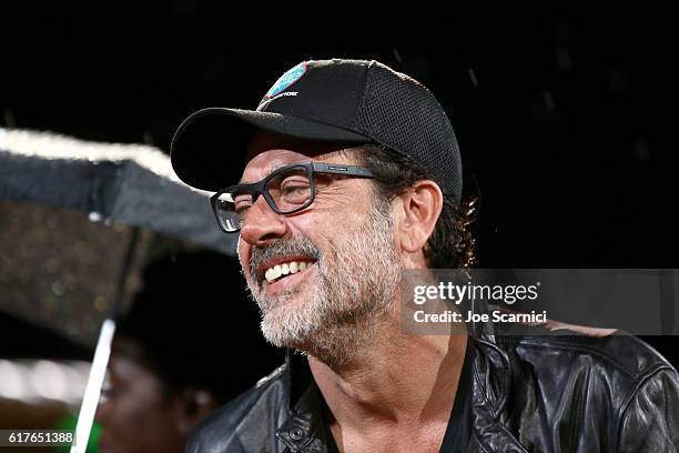 Actor Jeffrey Dean Morgan attends AMC presents "Talking Dead Live" for the premiere of "The Walking Dead" at Hollywood Forever on October 23, 2016 in...