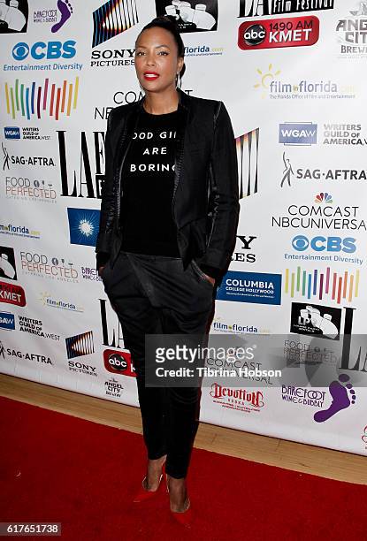 Aisha Tyler attends the 12th annual La Femme International Film Festival closing ceremony at The Los Angeles Theatre Center on October 23, 2016 in...
