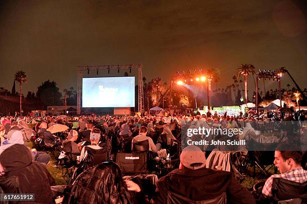 View of the audience at AMC presents "Talking Dead Live" for the premiere of "The Walking Dead" at Hollywood Forever on October 23, 2016 in...