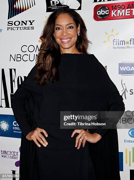 Gina Torres attends the 12th annual La Femme International Film Festival closing ceremony at The Los Angeles Theatre Center on October 23, 2016 in...