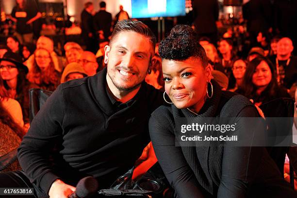 Superfan Greg and actress Yvette Nicole Brown attend AMC presents "Talking Dead Live" for the premiere of "The Walking Dead" at Hollywood Forever on...