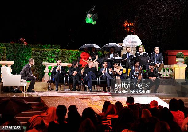 The cast and producers of 'The Walking Dead' speak onstage during AMC presents "Talking Dead Live" for the premiere of "The Walking Dead" at...