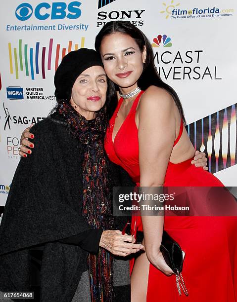 Valerie Harper and Harmony Santana attend the 12th annual La Femme International Film Festival closing ceremony at The Los Angeles Theatre Center on...