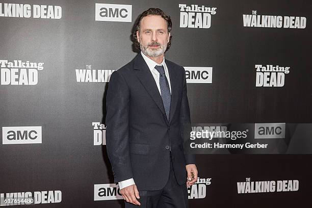 Andrew Lincoln arrives at AMC presents live, 90-minute special edition of "Talking Dead" at Hollywood Forever on October 23, 2016 in Hollywood,...