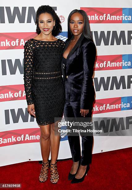 Kelly McCreary and Aja Naomi King attend the International Women's Media Foundation 27th annual Courage In Journalism Awards at the Beverly Wilshire...