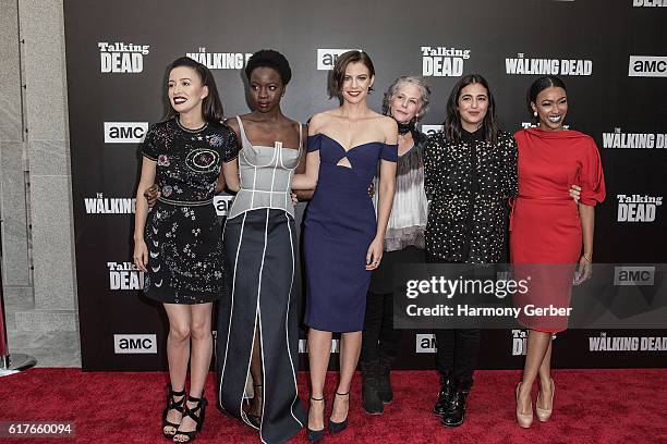 Melissa McBride, Lauren Cohan, Danai Gurira, Sonequa Martin-Green, Alanna Masterson and Christian Serratos arrive at AMC presents live, 90-minute...