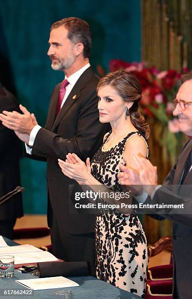 King Felipe VI of Spain and Queen Letizia of Spain attend the Princesa de Asturias Awards 2016 ceremony at the Campoamor Theater on October 21, 2016...