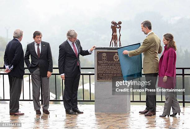 King Felipe VI of Spain and Queen Letizia of Spain visit Los Oscos Region on October 22, 2016 in Los Oscos, Spain. The region of Los Oscos was...