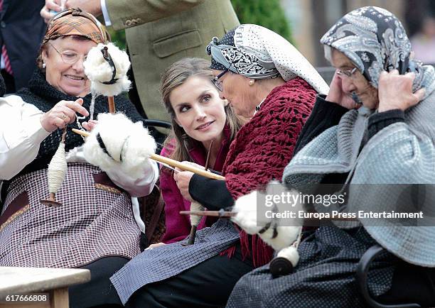 Queen Letizia of Spain visits Los Oscos Region on October 22, 2016 in Los Oscos, Spain. The region of Los Oscos was honoured as the 2016 Best...