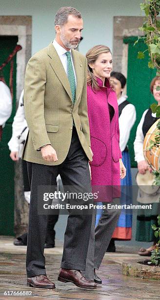 King Felipe VI of Spain and Queen Letizia of Spain visit Los Oscos Region on October 22, 2016 in Los Oscos, Spain. The region of Los Oscos was...
