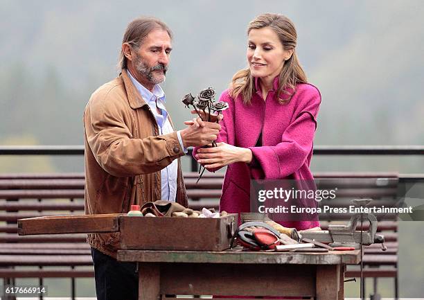 Queen Letizia of Spain visits Los Oscos Region on October 22, 2016 in Los Oscos, Spain. The region of Los Oscos was honoured as the 2016 Best...