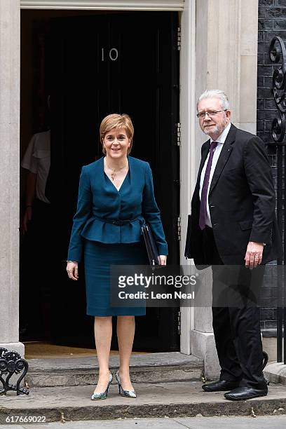 Scottish First Minister Nicola Sturgeon arrives ahead of a meeting between British Prime Minister Theresa May and the leaders of the three devolved...