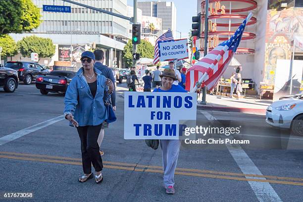 Pro Donald Trump rally outside the CNN building on Sunset Blvd in Hollywood, on October 23, 2016 in Los Angeles, California. PHOTOGRAPH BY Chris...