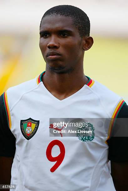 Samuel Eto'o of Cameroon during the 2002 FIFA World Cup - First Round, Group E match between the Republic of Ireland v Cameroon played at the...