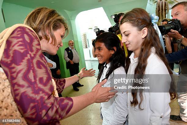 Humanitarian visit of Queen Mathilde to Jordan. Queen Mathilde pictured during her visit of the UNICEF Makani Center in Mafraq