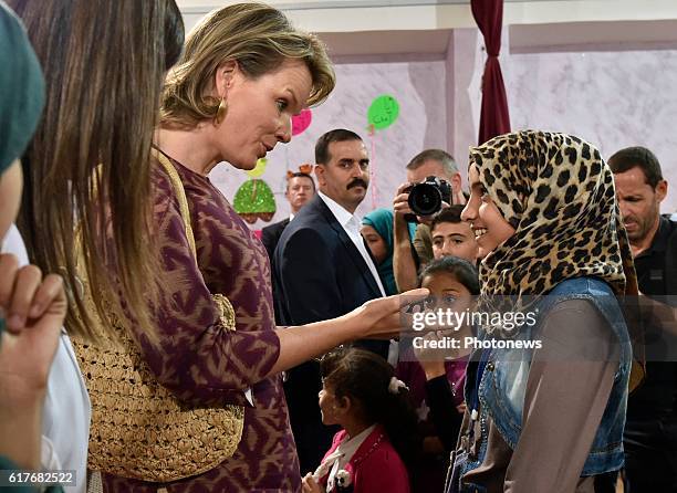 Humanitarian visit of Queen Mathilde to Jordan. Queen Mathilde pictured during her visit of the UNICEF Makani Center in Mafraq