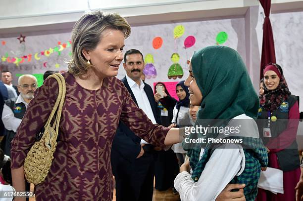 Humanitarian visit of Queen Mathilde to Jordan. Queen Mathilde pictured during her visit of the UNICEF Makani Center in Mafraq