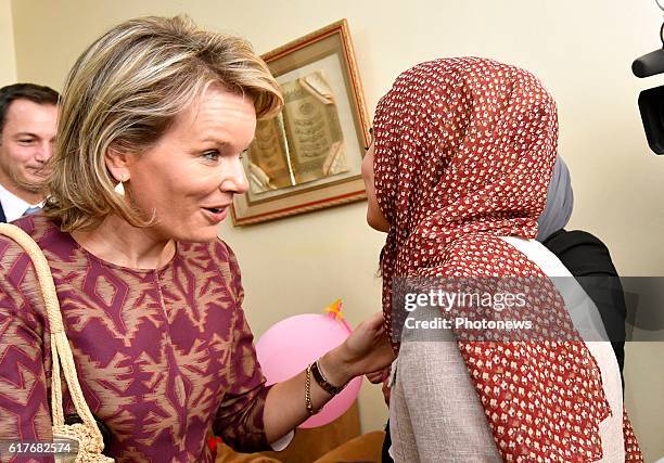 Humanitarian visit of Queen Mathilde to Jordan. Queen Mathilde pictured during her visit of the UNICEF Makani Center in Mafraq