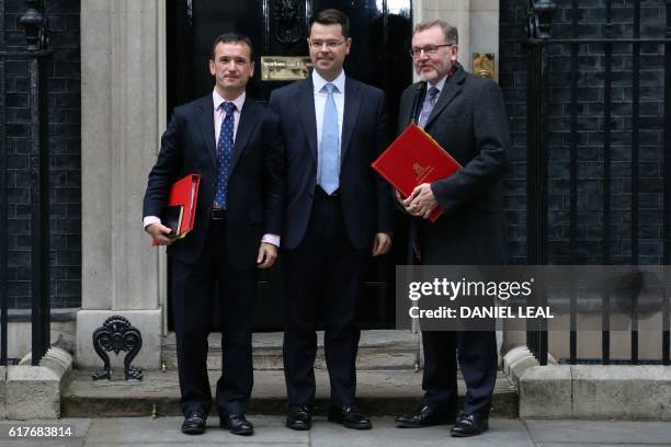 Welsh Secretary Alun Cairns , Secretary of State for Northern Ireland, James Brokenshire and David Mundell, Secretary of State for Scotland pose for...