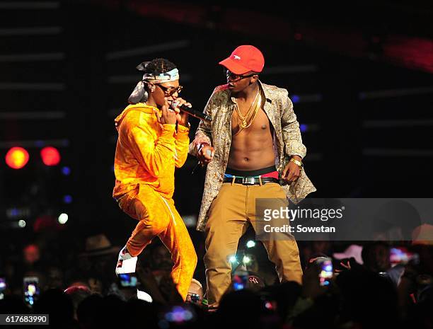Wizkid and Emtee perform during the 2016 MTV Africa Music Awards at the Ticketpro Dome on October 22, 2016 in Johannesburg, South Africa. MTV Africa...