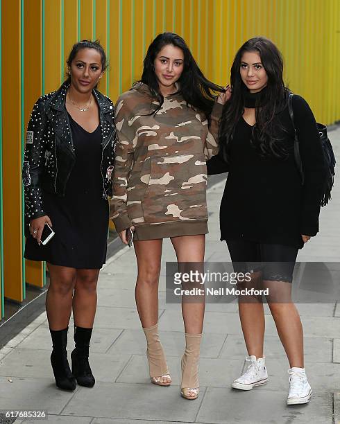Sophie Kasaei, Marnie Simpson and Chloe Ferry from Geordie Shore launch Series 13 at MTV London on October 24, 2016 in London, England.