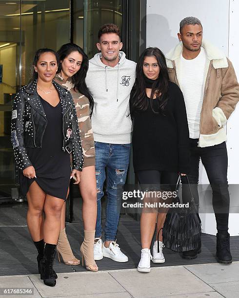 Sophie Kasaei, Marnie Simpson, Gary Beadle, Chloe Ferry and Nathan Henry from Geordie Shore launch Series 13 at MTV London on October 24, 2016 in...