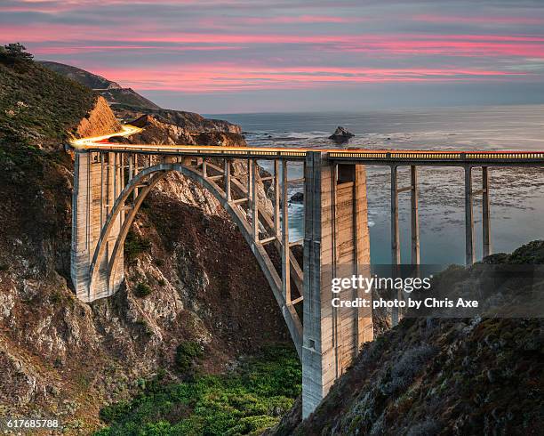 bixby bridge at sunset - big sur, ca - bixby bridge stock pictures, royalty-free photos & images