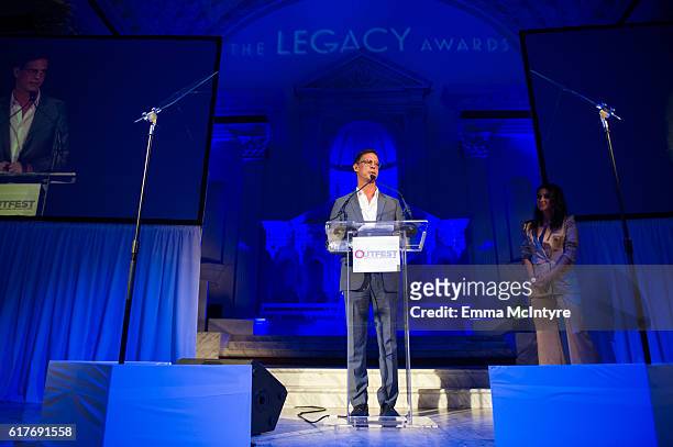 Freeform President Tom Ascheim speaks onstage at the 12th Annual Outfest Legacy Awards at Vibiana on October 23, 2016 in Los Angeles, California.