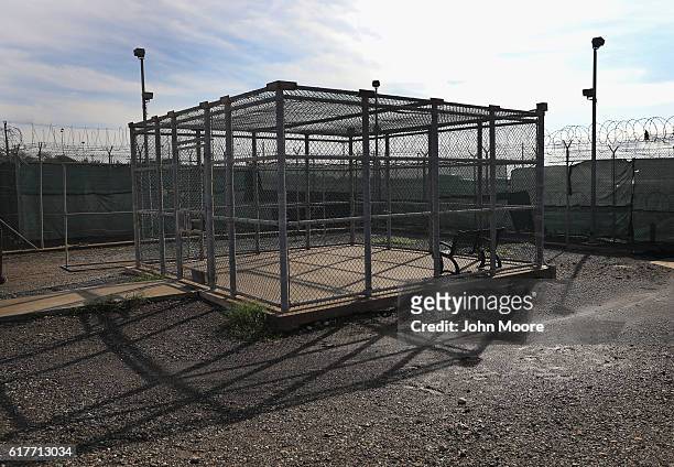 An outdoor recreation area stands within the "Gitmo" maximum security detention center on October 22, 2016 at the U.S. Naval Station at Guantanamo...