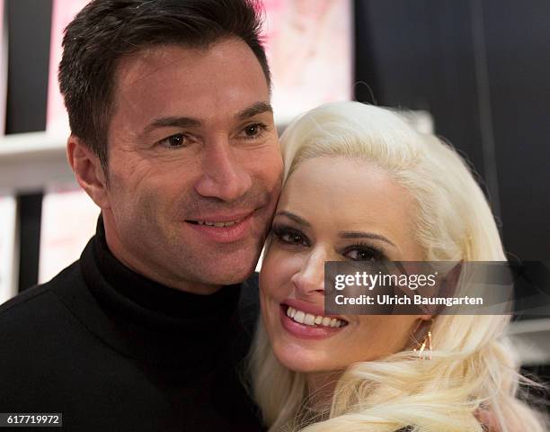 Frankfurt Book Fair 2016. Daniela Katzenberger, German model and actress with her husband Lucas Cordalis.