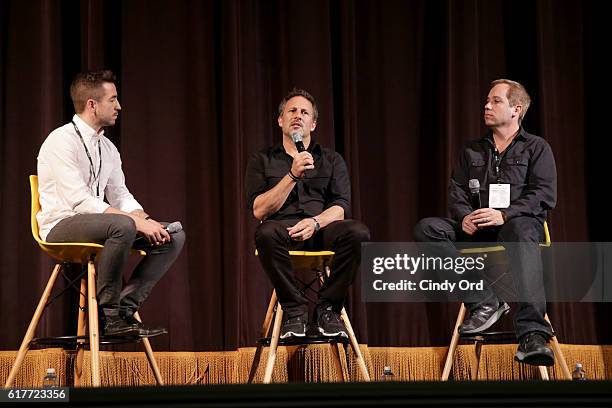 Charles Thorp, Richard Ladkani and Kief Davidson speak onstage during the 19th Annual Savannah Film Festival presented by SCAD - Day 2 on October 23,...