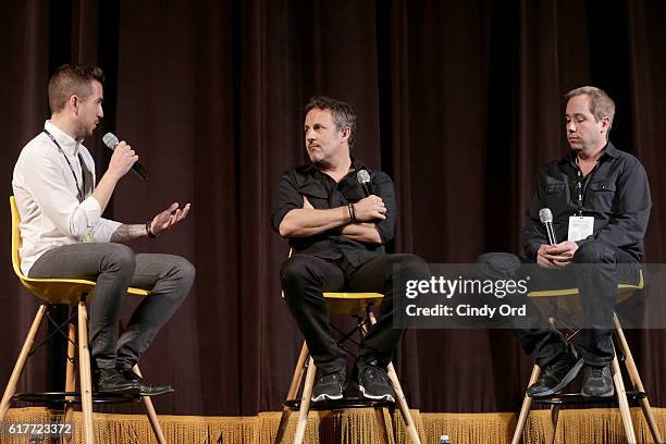 Charles Thorp, Richard Ladkani and Kief Davidson speak onstage during the 19th Annual Savannah Film Festival presented by SCAD - Day 2 on October 23,...