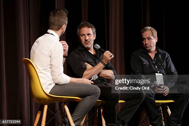 Charles Thorp, Richard Ladkani and Kief Davidson speak onstage during the 19th Annual Savannah Film Festival presented by SCAD - Day 2 on October 23,...