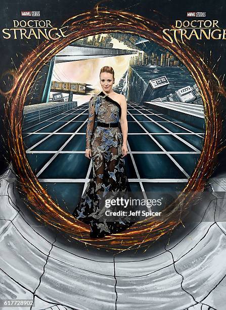 Rachel McAdams in front of the Doctor Strange inspired 3D Art at a fan screening, to celebrate the release of Marvel Studio's Doctor Strange at the...