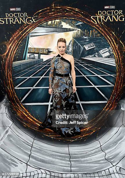 Rachel McAdams in front of the Doctor Strange inspired 3D Art at a fan screening, to celebrate the release of Marvel Studio's Doctor Strange at the...