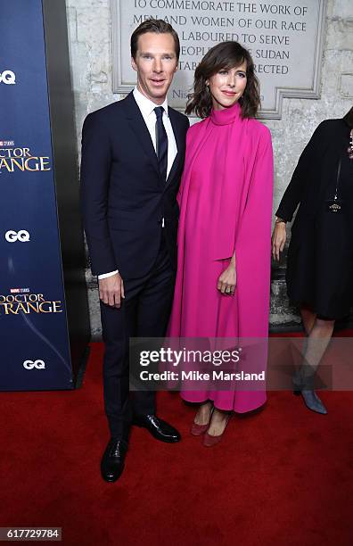 Benedict Cumberbatch and wife Sophie Hunter attend the red carpet launch event for "Doctor Strange" on October 24, 2016 in London, United Kingdom.