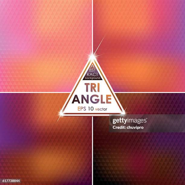 abstract triangle shaped backgrounds set pink-yellow-purple palette - trigone 幅插畫檔、美工圖案、卡通及圖標