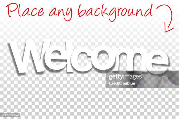 stockillustraties, clipart, cartoons en iconen met welcome sign for design - paper font - blank background - welcome sign