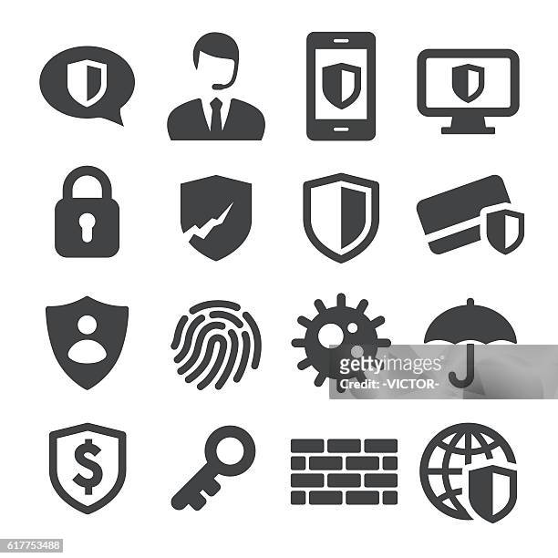 privacy and internet security icons - acme series - shielding stock illustrations