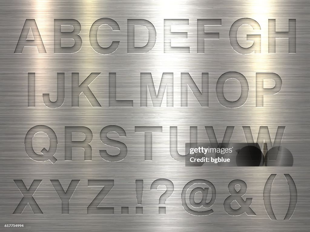 Alphabet Design - Letters on Metal Texture Background