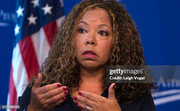 Lucia McBath, faith and community outreach leader for Everytown for Gun Safety, speaks about gun violence and the death of her son Jordan Davis, at...