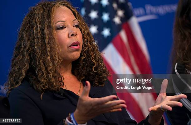 Lucia McBath, faith and community outreach leader for Everytown for Gun Safety, speaks about gun violence and the death of her son Jordan Davis, at...