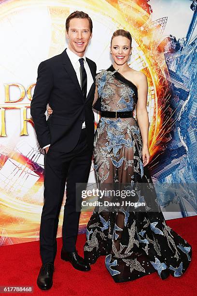 Benedict Cumberbatch and Rachel McAdams attend the fan screening event for "Doctor Strange" on October 24, 2016 in London, United Kingdom.